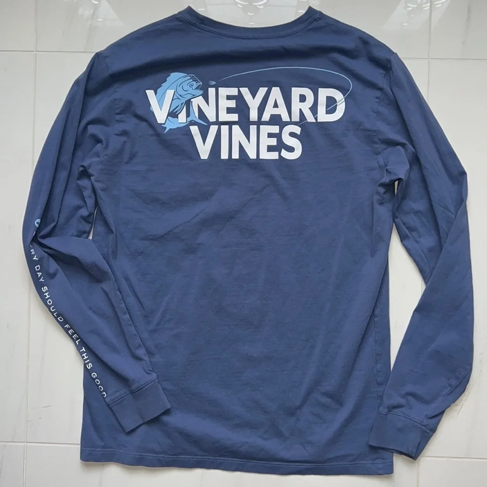 Periwinkle Blue Vineyard Vines Graphic Long Sleeve T Shirt Size S - Picture 5 of 6